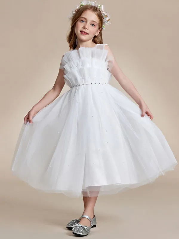CINDIE|Shiny Flower Girl Dress with layer of tulle on the princess chest sold by Ever Pretty