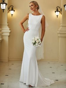 Bodycon Sleeveless High Neck Low Back Fishtail Wedding Dress sold by Ever Pretty