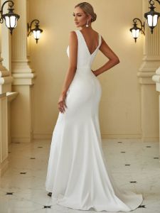 Bodycon Sleeveless High Neck Low Back Fishtail Wedding Dress sold by Ever Pretty