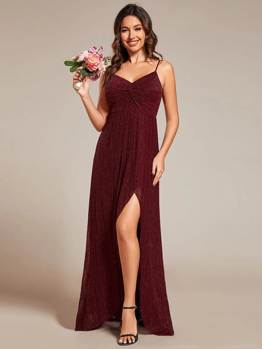 Elegant High Slit V-Neck Sleeveless Formal Evening Dress with Pleating sold by Ever Pretty product image thumbnail 3