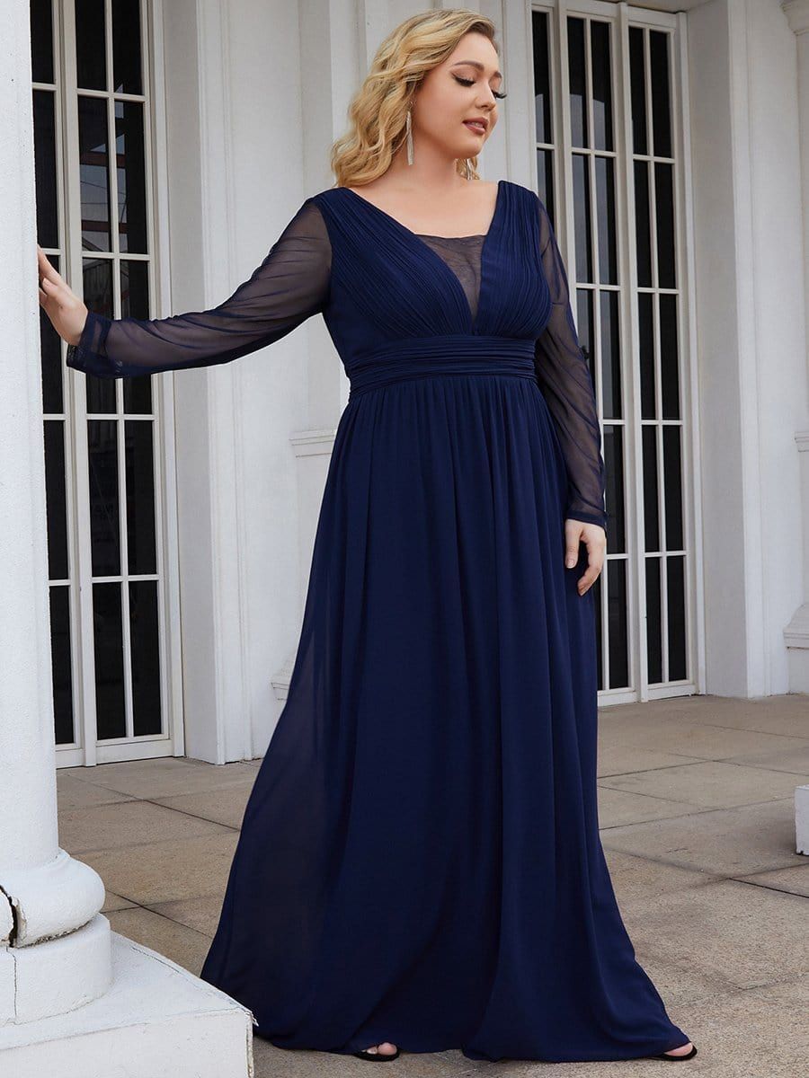 Plus Size A-Line Pleated Long Sleeve Mother of the Bride Dress sold by Ever Pretty product image thumbnail 5