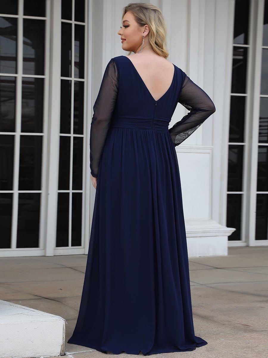 Plus Size A-Line Pleated Long Sleeve Mother of the Bride Dress sold by Ever Pretty product image thumbnail 2