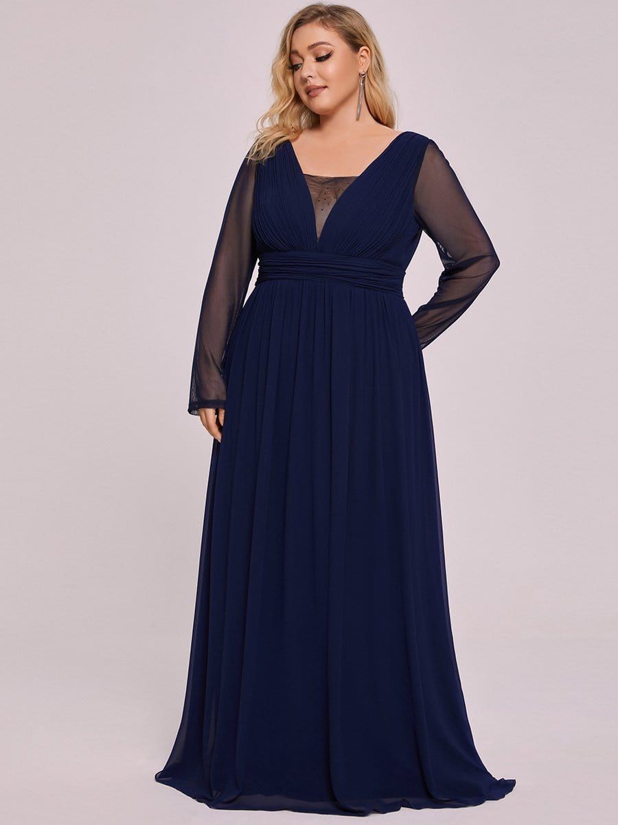 Plus Size A-Line Pleated Long Sleeve Mother of the Bride Dress sold by Ever Pretty product image thumbnail 6