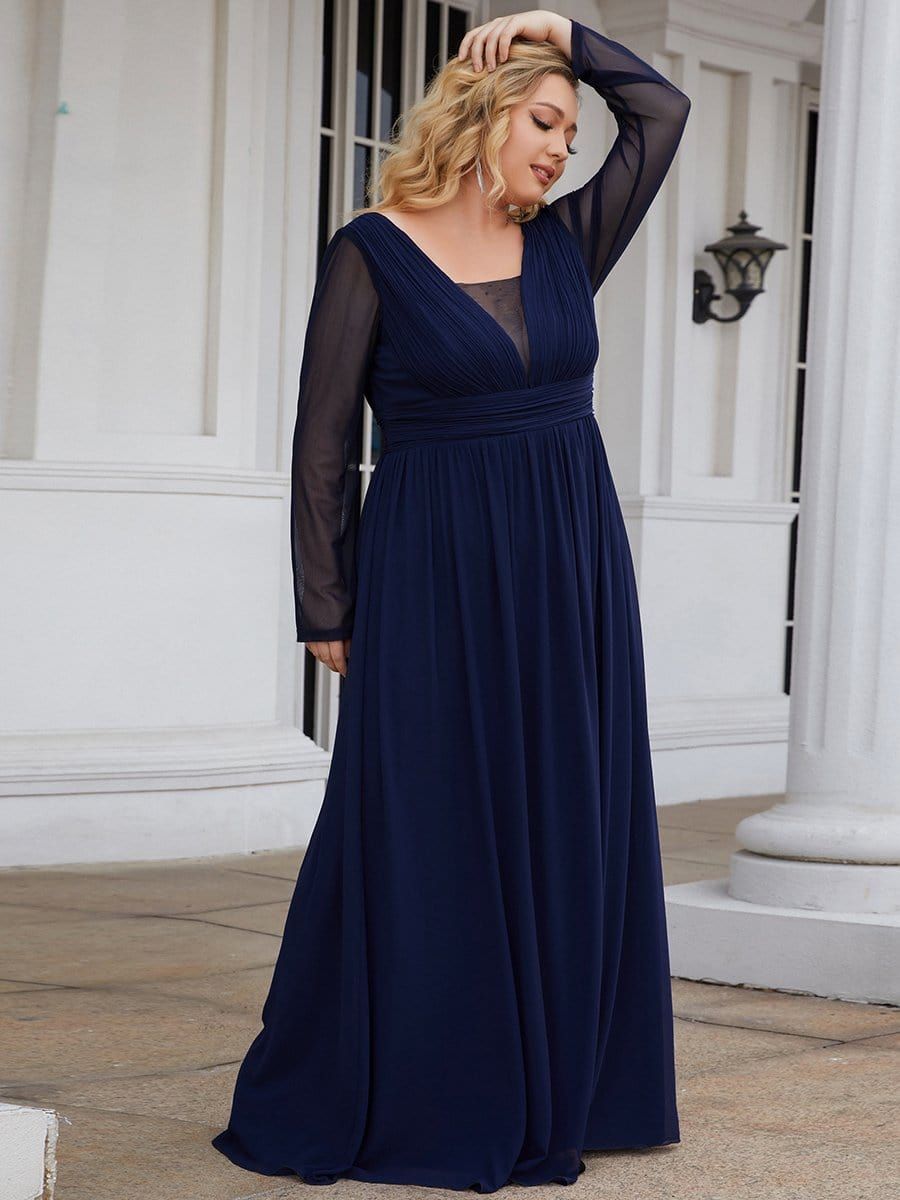 Plus Size A-Line Pleated Long Sleeve Mother of the Bride Dress sold by Ever Pretty product image thumbnail 4