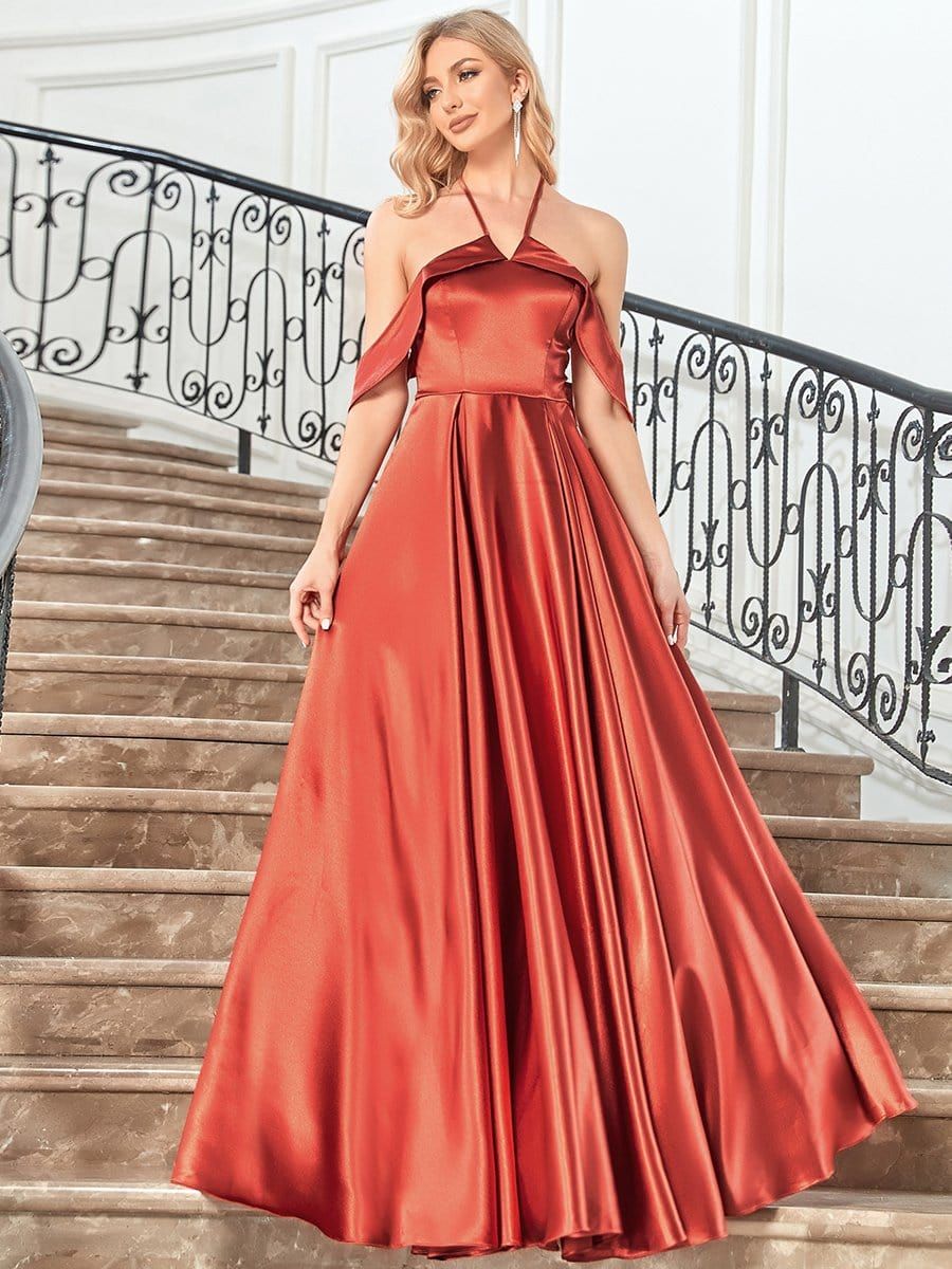 Stylish Floor-Length Off Shoulder Halter Evening Dress sold by Ever Pretty