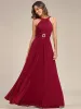 Halter Neck Pleated Chiffon Waist Buckle Decoration Maxi Evening Dress sold by Ever Pretty