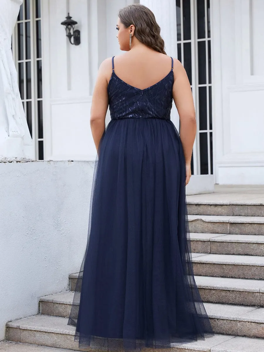 Custom Size Soft Spaghetti Straps V-Neck Embroidery Evening Dress sold by Ever Pretty product image thumbnail 2