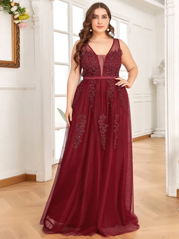 Plus Size Maxi Long Ethereal Tulle Formal Evening Dress sold by Ever Pretty