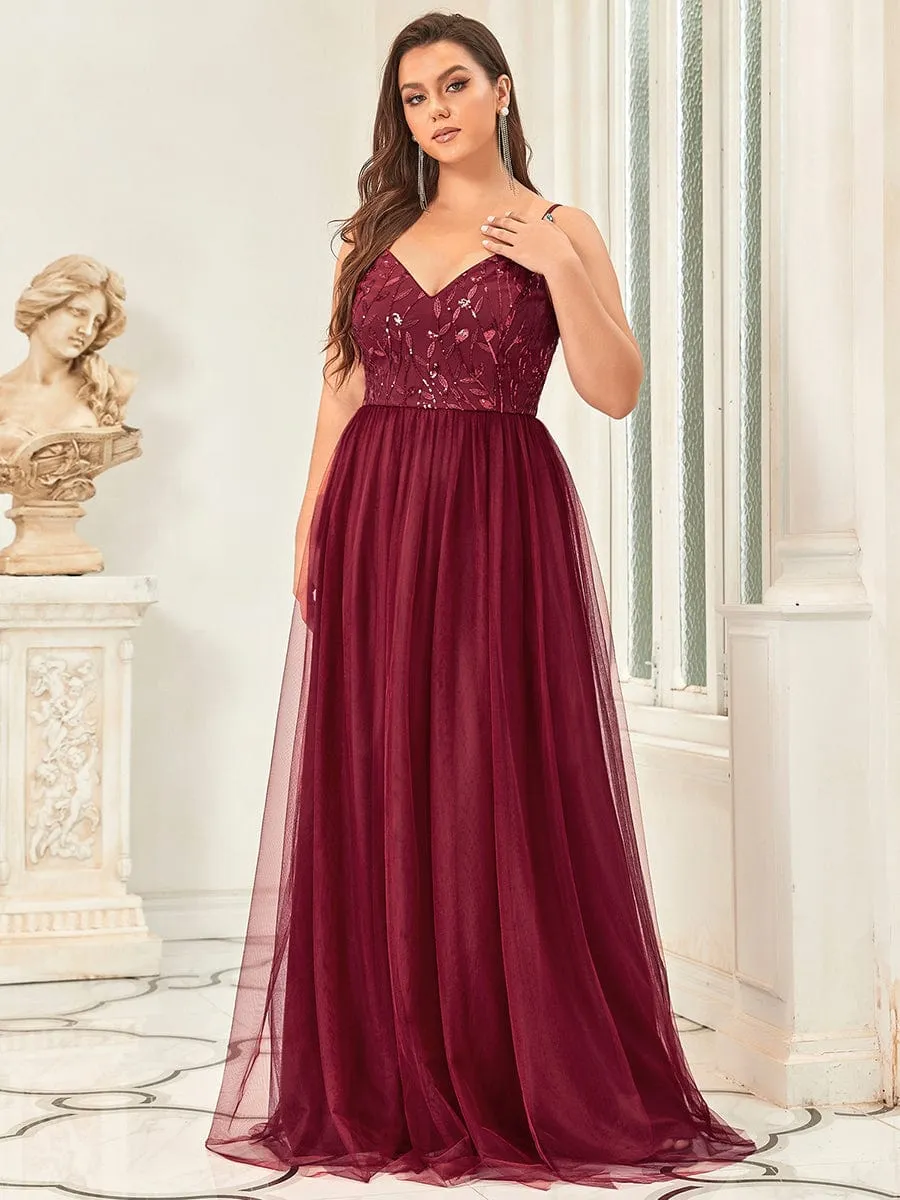 Custom Size Soft Spaghetti Straps V-Neck Embroidery Evening Dress sold by Ever Pretty product image thumbnail 3