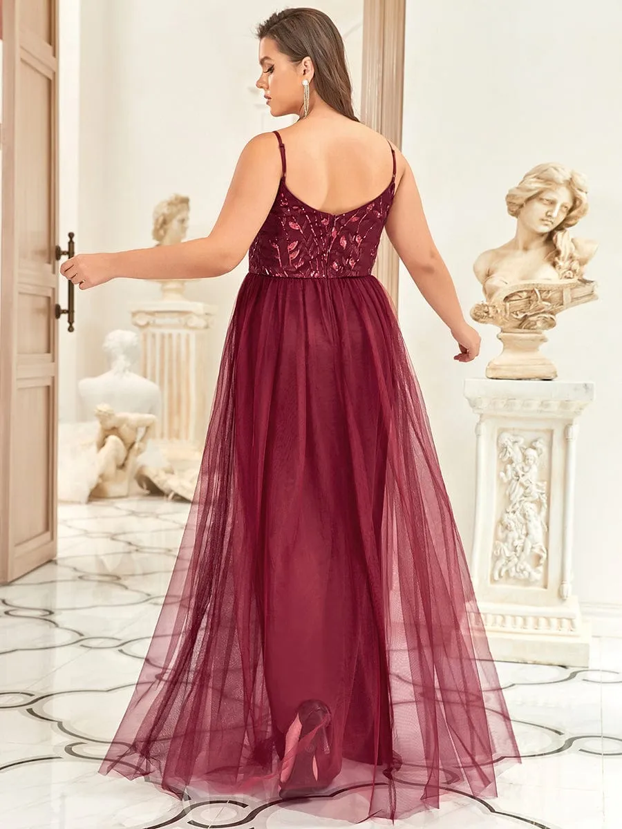 Custom Size Soft Spaghetti Straps V-Neck Embroidery Evening Dress sold by Ever Pretty product image thumbnail 4