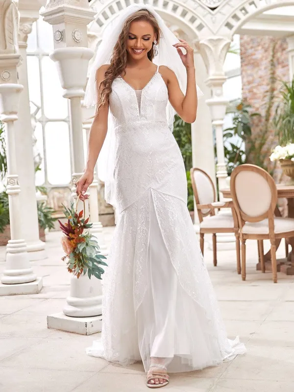 Lace Spaghetti Strap Bodycon Fishtail Dress sold by Ever Pretty