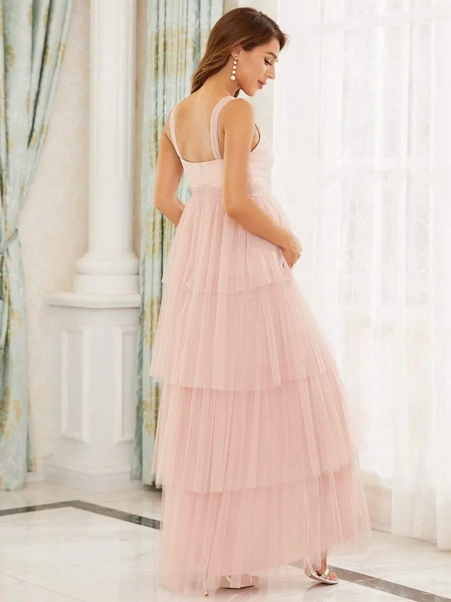 Tie Waist V-Neck Tiered Floor-length Maternity Dress sold by Ever Pretty product image thumbnail 2