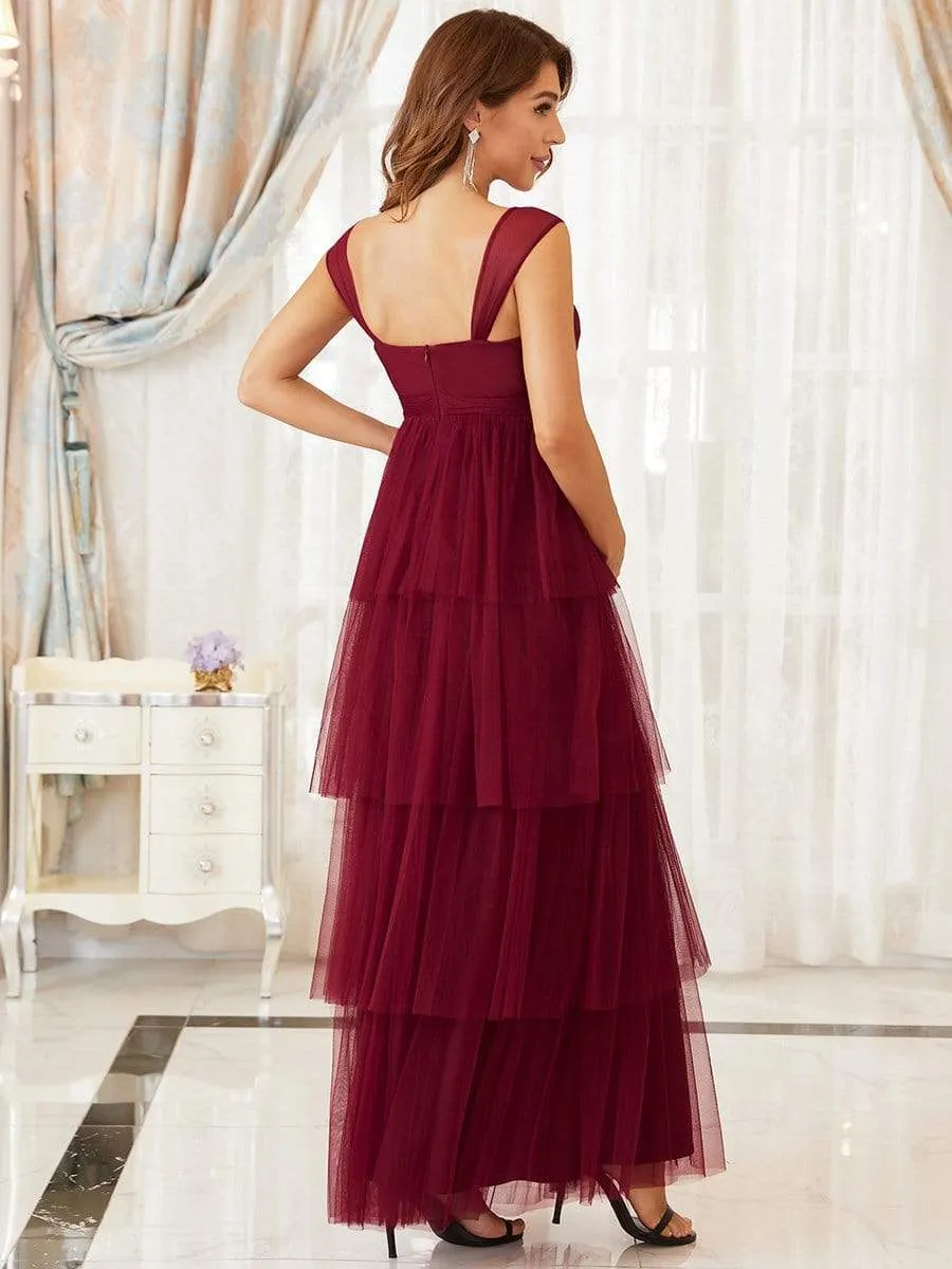 Tie Waist V-Neck Tiered Floor-length Maternity Dress sold by Ever Pretty product image thumbnail 5
