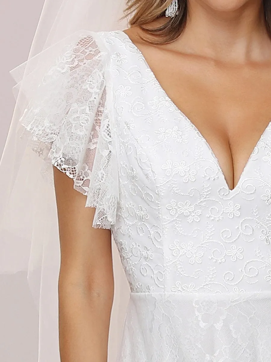 Custom Size Elegant Maxi Lace Elopement Wedding Dress with Ruffle Sleeves sold by Ever Pretty product image thumbnail 5