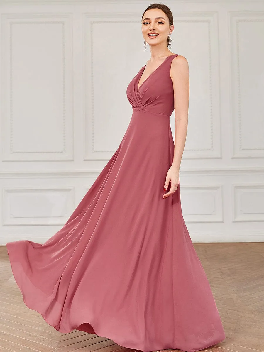 Chiffon Sleeveless Lace Back A-Line Floor-Length Bridesmaid Dress sold by Ever Pretty product image thumbnail 4