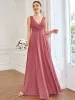 Chiffon Sleeveless Lace Back A-Line Floor-Length Bridesmaid Dress sold by Ever Pretty