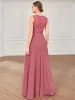 Chiffon Sleeveless Lace Back A-Line Floor-Length Bridesmaid Dress sold by Ever Pretty