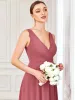 Chiffon Sleeveless Lace Back A-Line Floor-Length Bridesmaid Dress sold by Ever Pretty