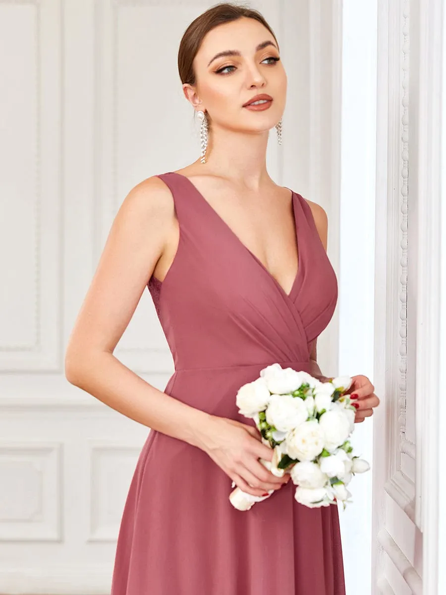 Chiffon Sleeveless Lace Back A-Line Floor-Length Bridesmaid Dress sold by Ever Pretty product image thumbnail 3