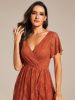 Asymmetrical Hem Lace Short Sleeves Ruffled Formal Evening Dress sold by Ever Pretty