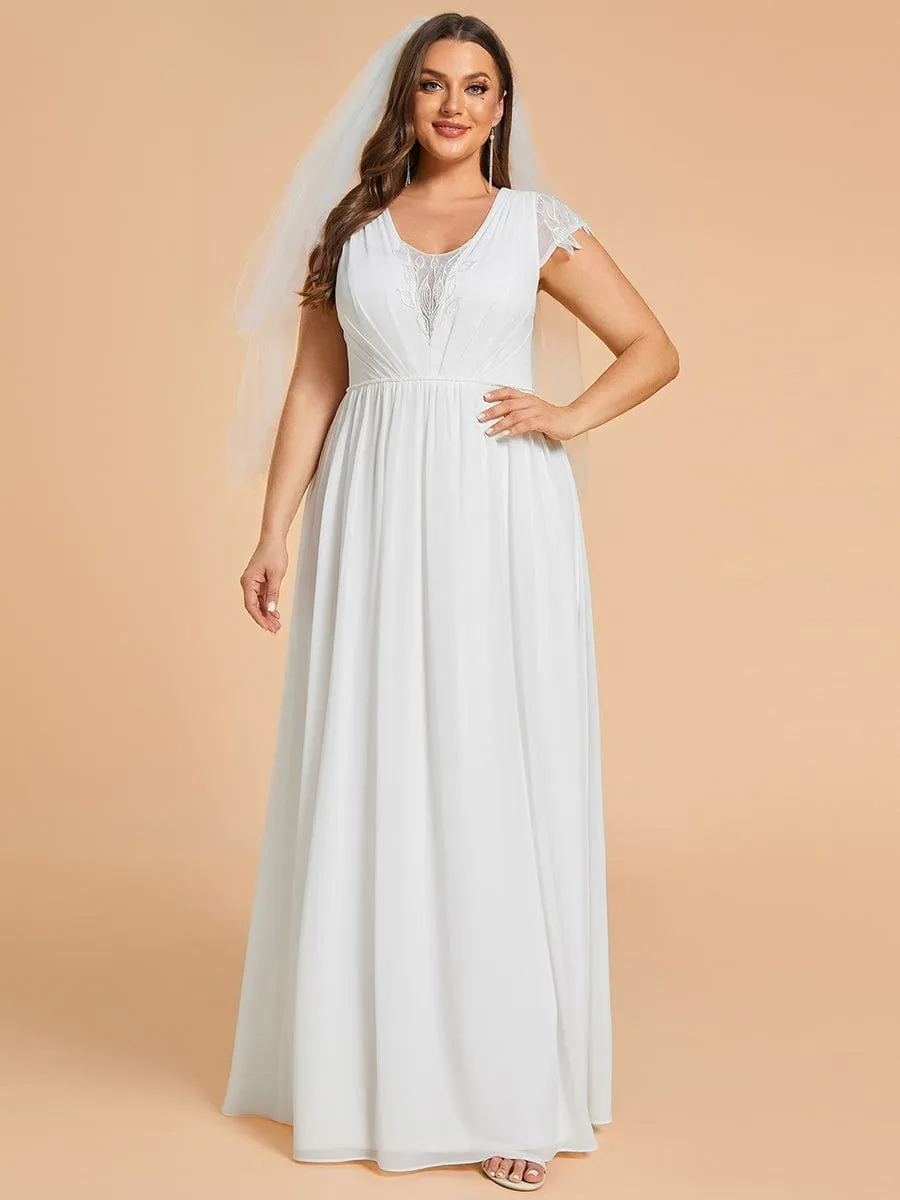 Plus Size Sleeveless V-Neck Chiffon Wedding Dresses sold by Ever Pretty