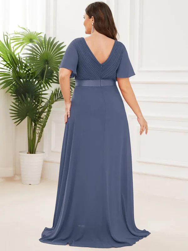 pretty MONICA|Plus Size Simple Empire Waist Flutter Sleeve Evening Dress |  Parallel