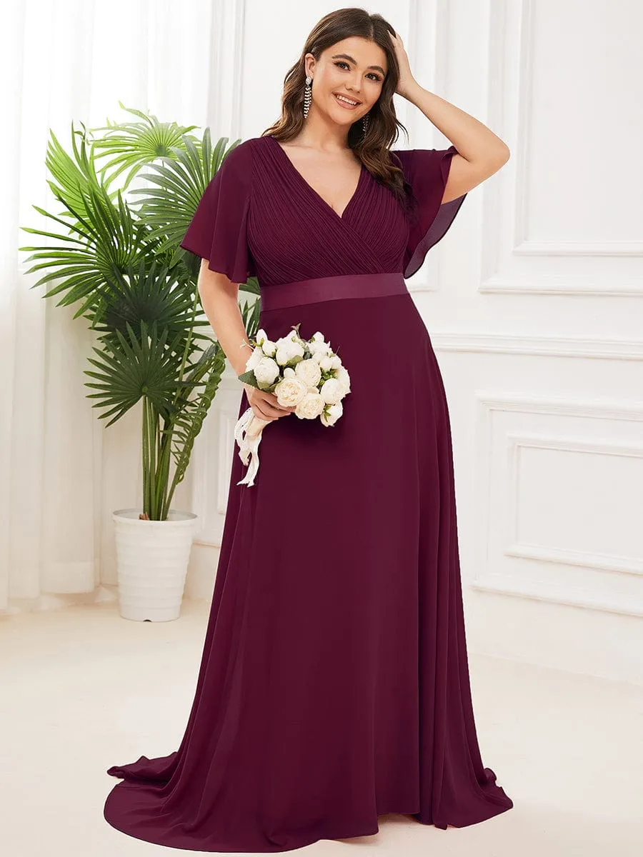 pretty MONICA|Plus Size Simple Empire Waist Flutter Sleeve Evening Dress sold by Ever Pretty product image thumbnail 3