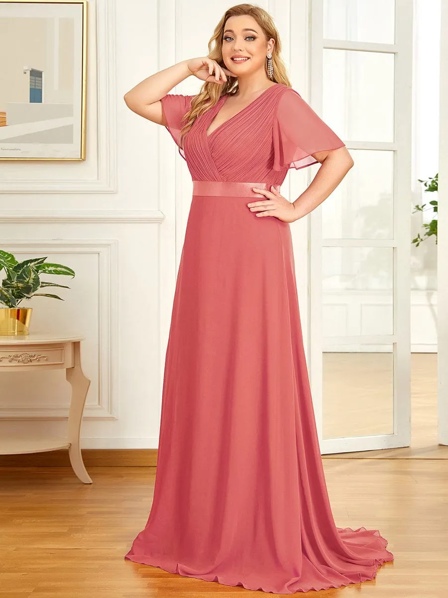 pretty MONICA|Plus Size Simple Empire Waist Flutter Sleeve Evening Dress sold by Ever Pretty product image thumbnail 5