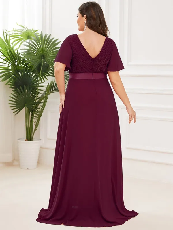 pretty MONICA|Plus Size Simple Empire Waist Flutter Sleeve Evening Dress | Parallel pretty MONICA|Plus Size Simple Empire Waist Flutter Sleeve Evening Dress | Parallel