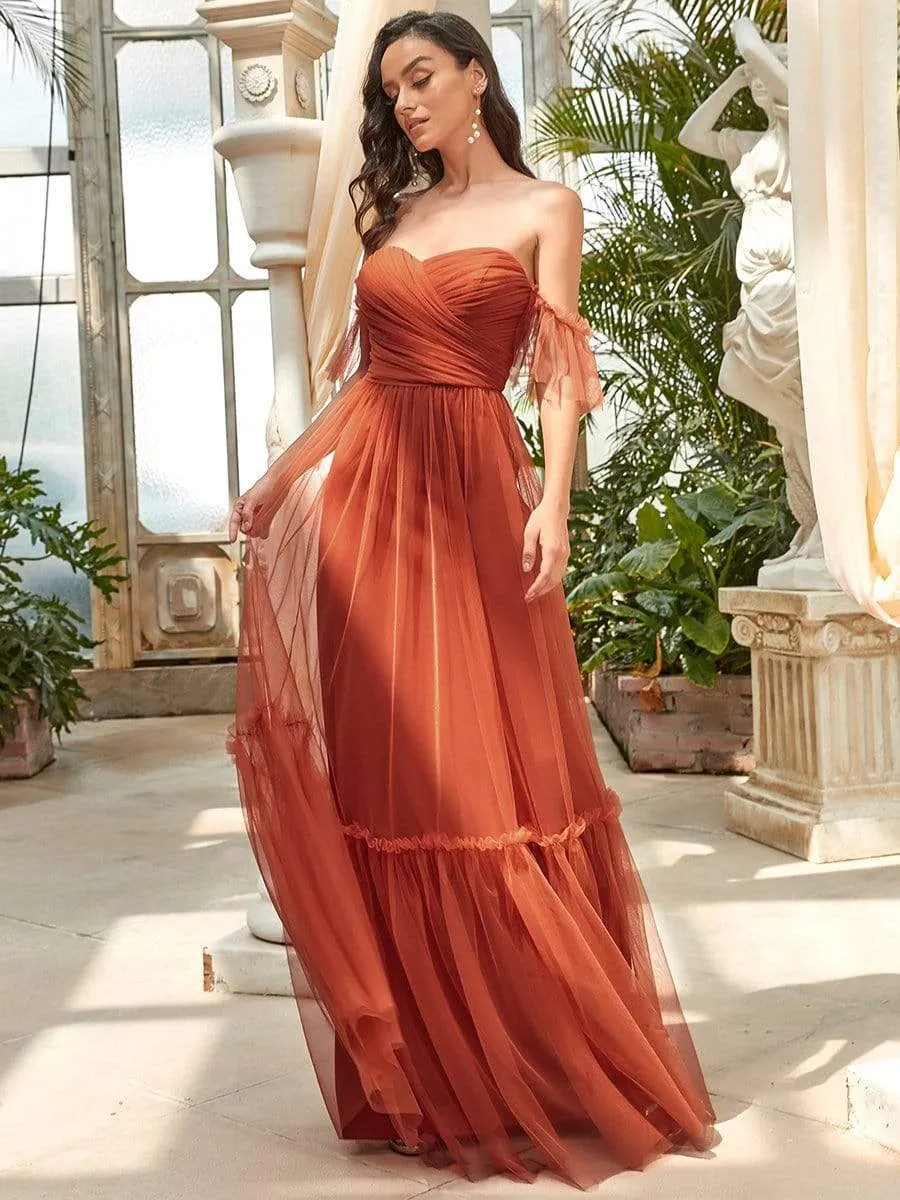 ever LUCIE|Off-Shoulder Sweetheart Double Layer Pleated Evening Dress sold by Ever Pretty product image thumbnail 5