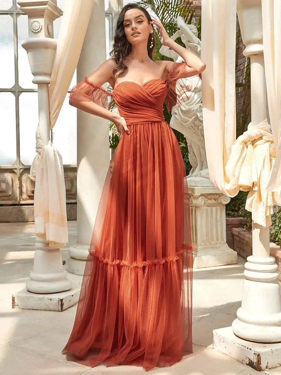 ever LUCIE|Off-Shoulder Sweetheart Double Layer Pleated Evening Dress sold by Ever Pretty product image thumbnail 4