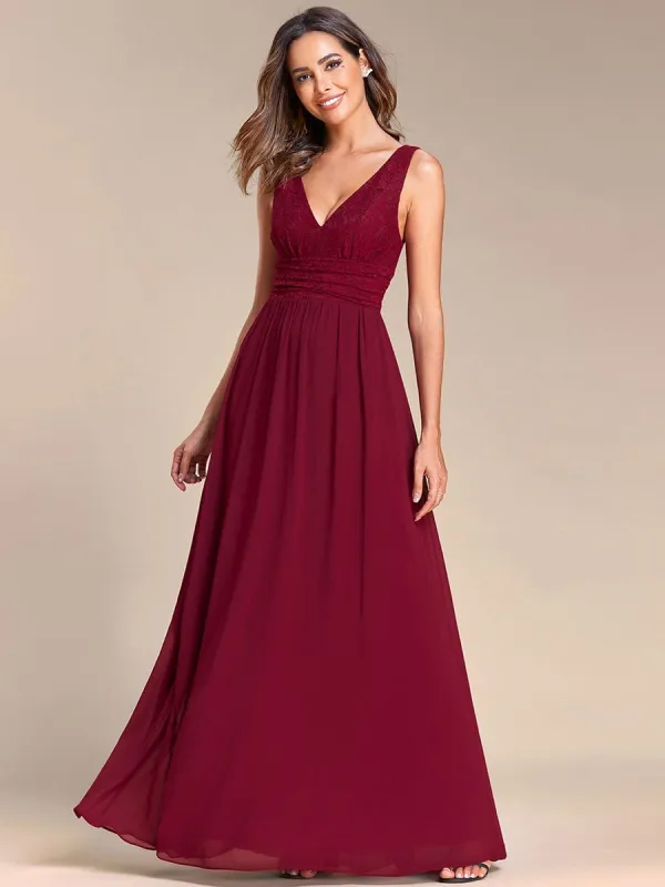 Lace Empire Waist V-Back Sleeveless Chiffon Evening Dress sold by Ever Pretty