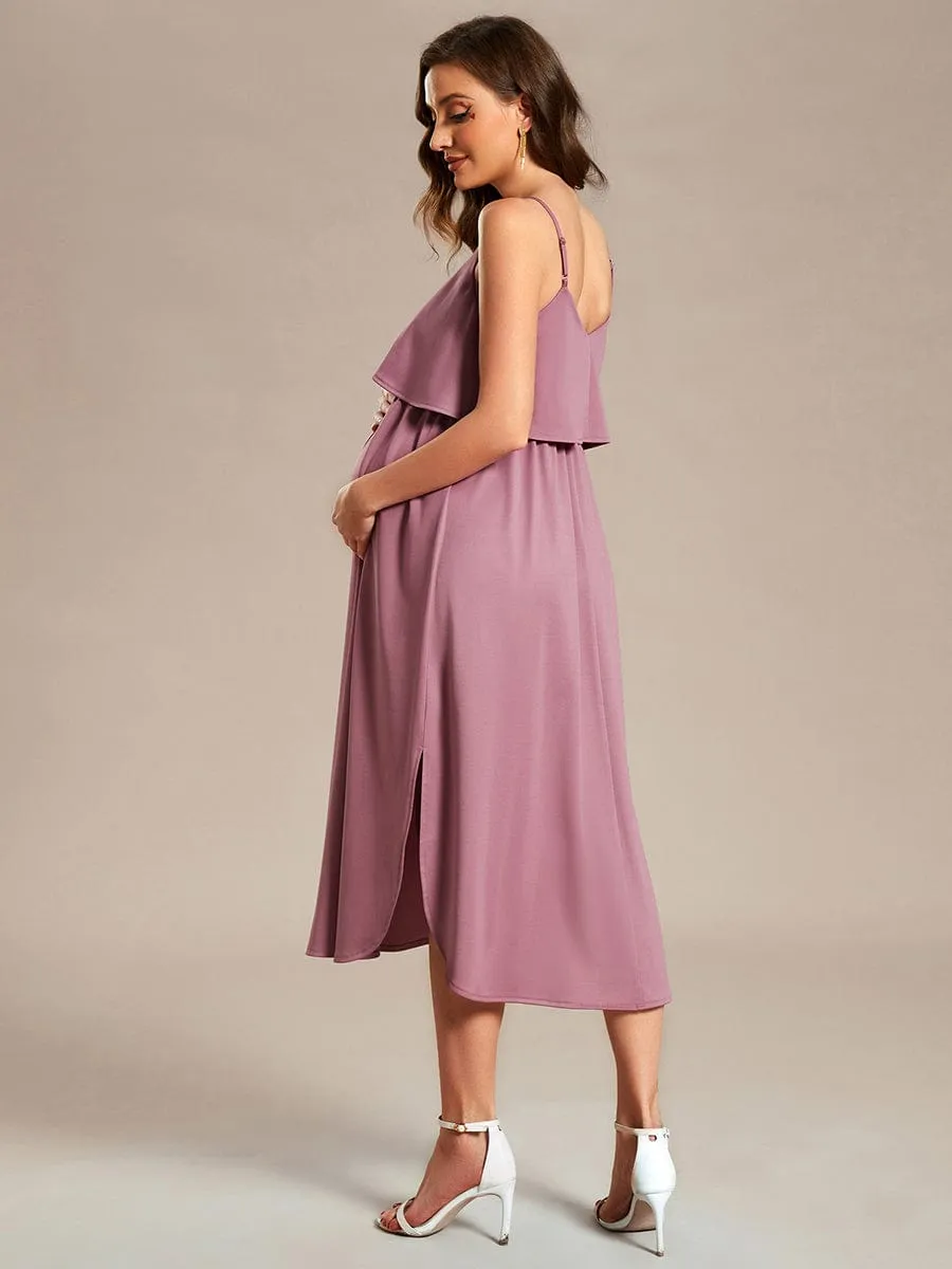Airy Adjustable Spaghetti Straps Knee-Length A-Line Maternity Dress sold by Ever Pretty product image thumbnail 4