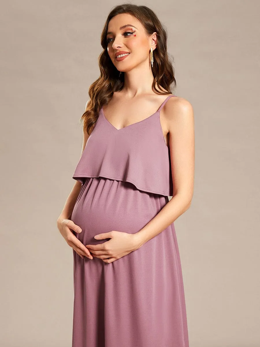 Airy Adjustable Spaghetti Straps Knee-Length A-Line Maternity Dress sold by Ever Pretty product image thumbnail 5
