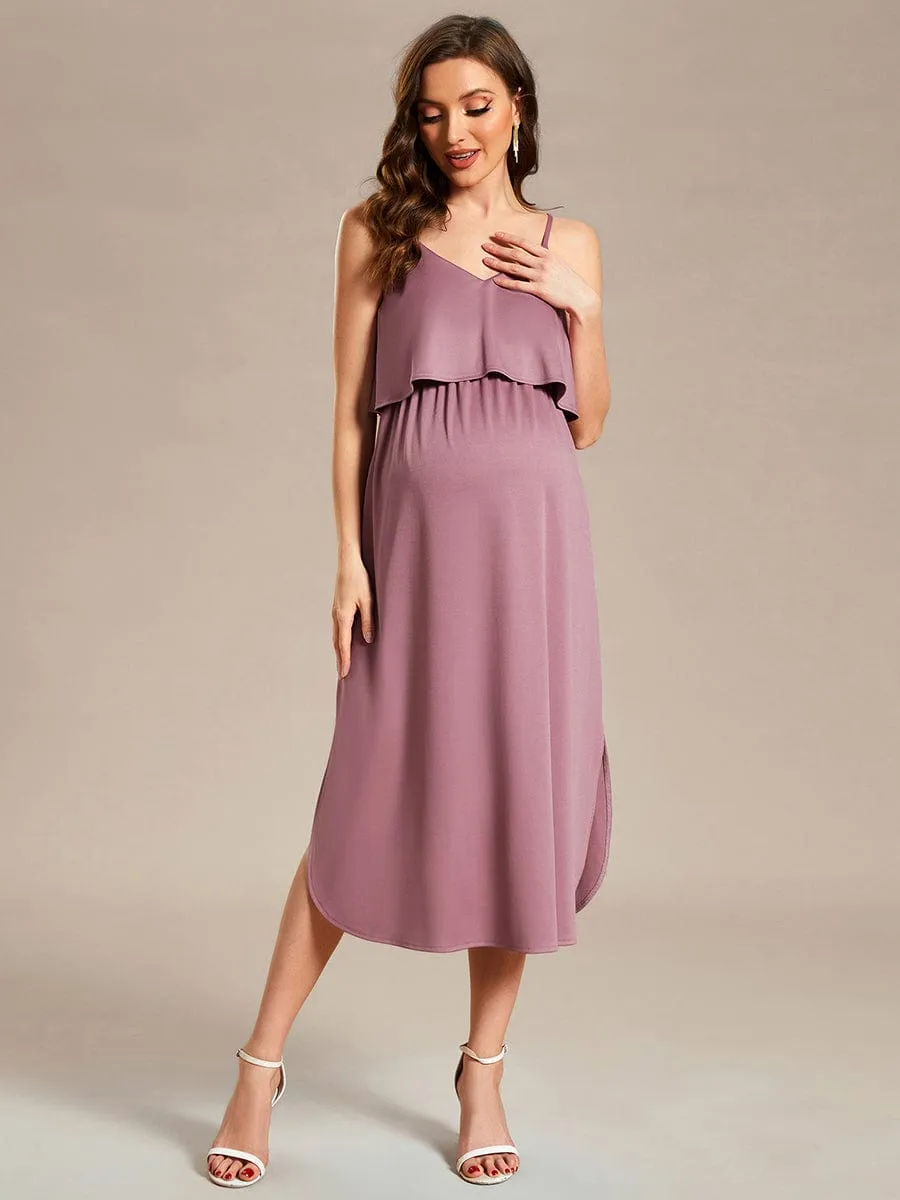 Airy Adjustable Spaghetti Straps Knee-Length A-Line Maternity Dress sold by Ever Pretty product image thumbnail 3