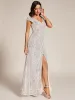Custom Size Sequin V-Neck High Slit Lace-Up Back Evening Dress sold by Ever Pretty