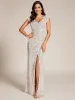 Custom Size Sequin V-Neck High Slit Lace-Up Back Evening Dress sold by Ever Pretty