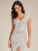 Custom Size Sequin V-Neck High Slit Lace-Up Back Evening Dress sold by Ever Pretty