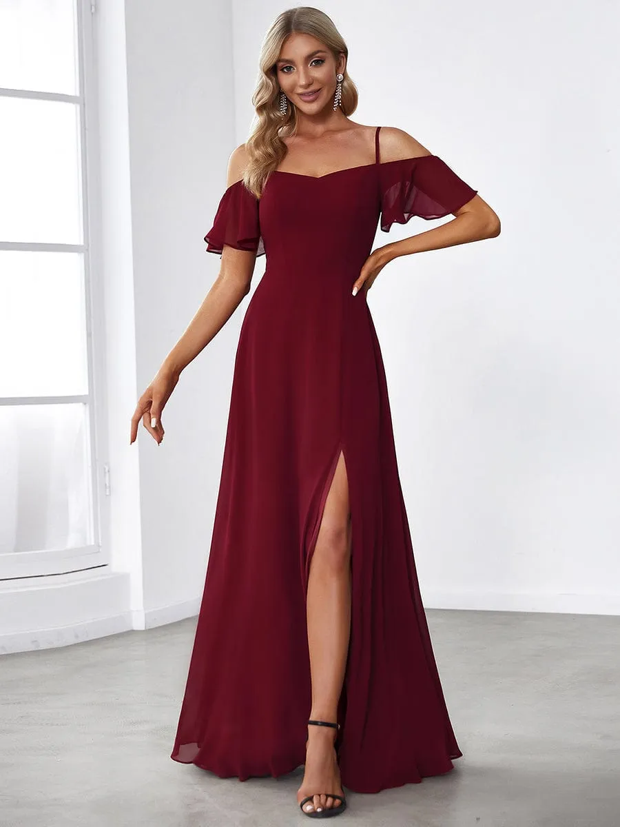 ever REYA|Stylish Cold Shoulder Flare Sleeves Flowy Bridesmaid Dress sold by Ever Pretty