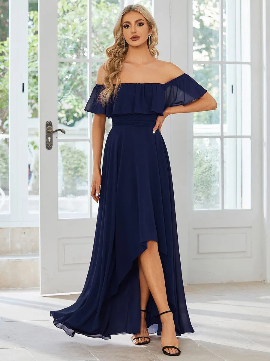 Elegant Chiffon High-Low Off The Shoulder Bridesmaid Dress sold by Ever Pretty product image thumbnail 5