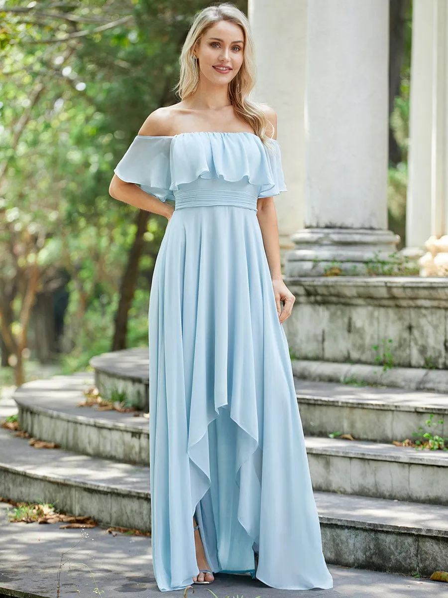 Elegant Chiffon High-Low Off The Shoulder Bridesmaid Dress sold by Ever Pretty