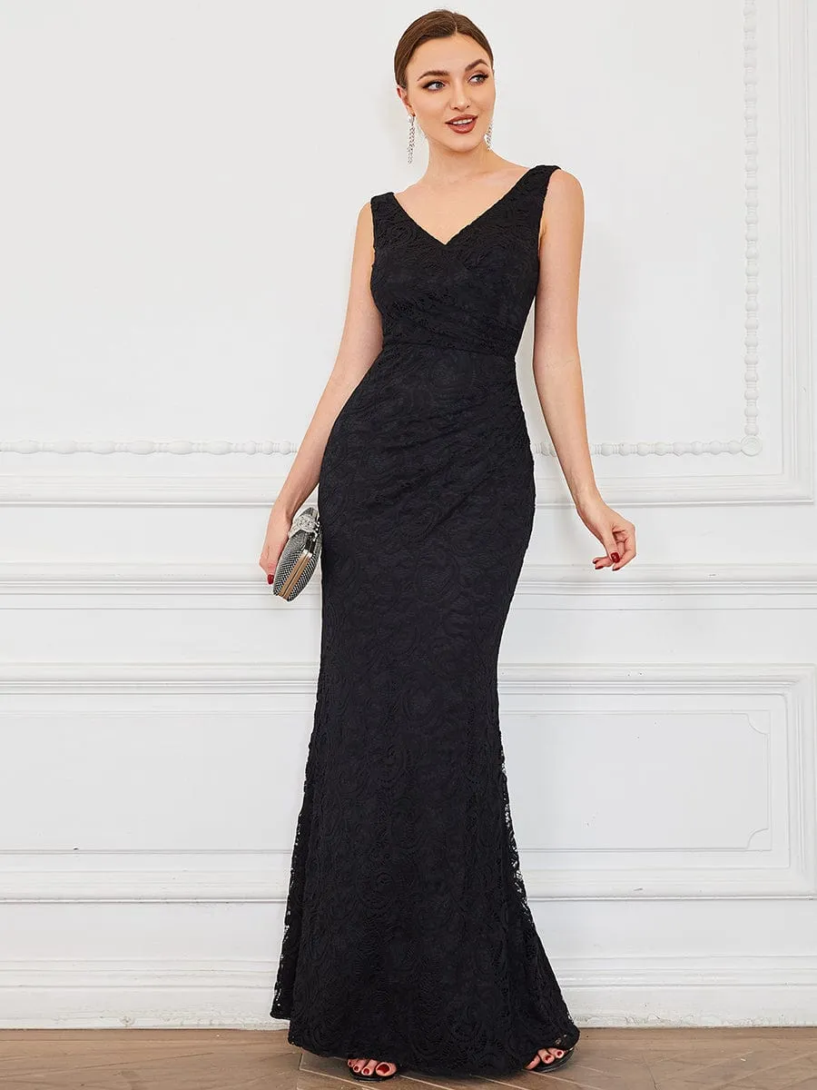 Pleated Lace Bodycon Sleeveless Floor-Length Formal Evening Dress sold by Ever Pretty product image thumbnail 3