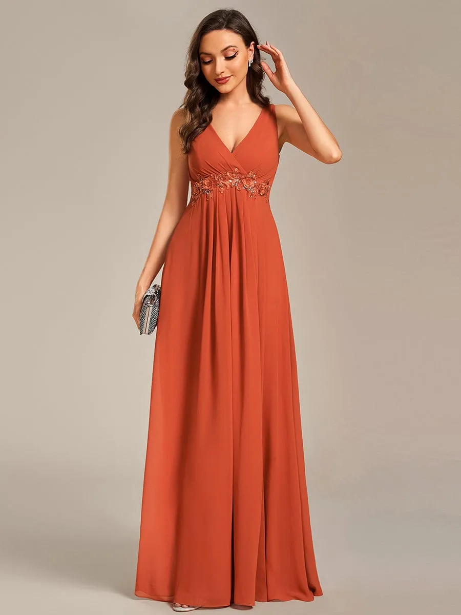 Brave Iris | Floral Applique Sleeveless Chiffon Long Formal Evening Dress sold by Ever Pretty product image thumbnail 3