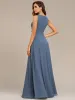 Brave Iris | Floral Applique Sleeveless Chiffon Long Formal Evening Dress sold by Ever Pretty