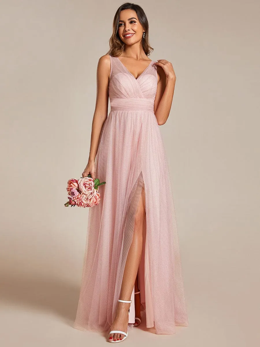 ever NIA|Glittering High Slit Sleeveless Bridesmaid Dress with Empire Waist sold by Ever Pretty product image thumbnail 3