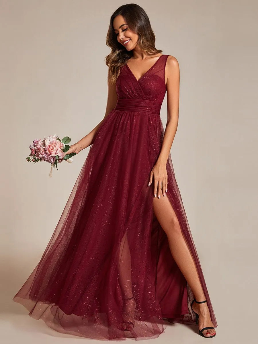 ever NIA|Glittering High Slit Sleeveless Bridesmaid Dress with Empire Waist sold by Ever Pretty product image thumbnail 5