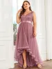 ever CALLIE|Custom Size Sequin Sleeveless Ribbon Waist Tulle High Low Evening Dress sold by Ever Pretty