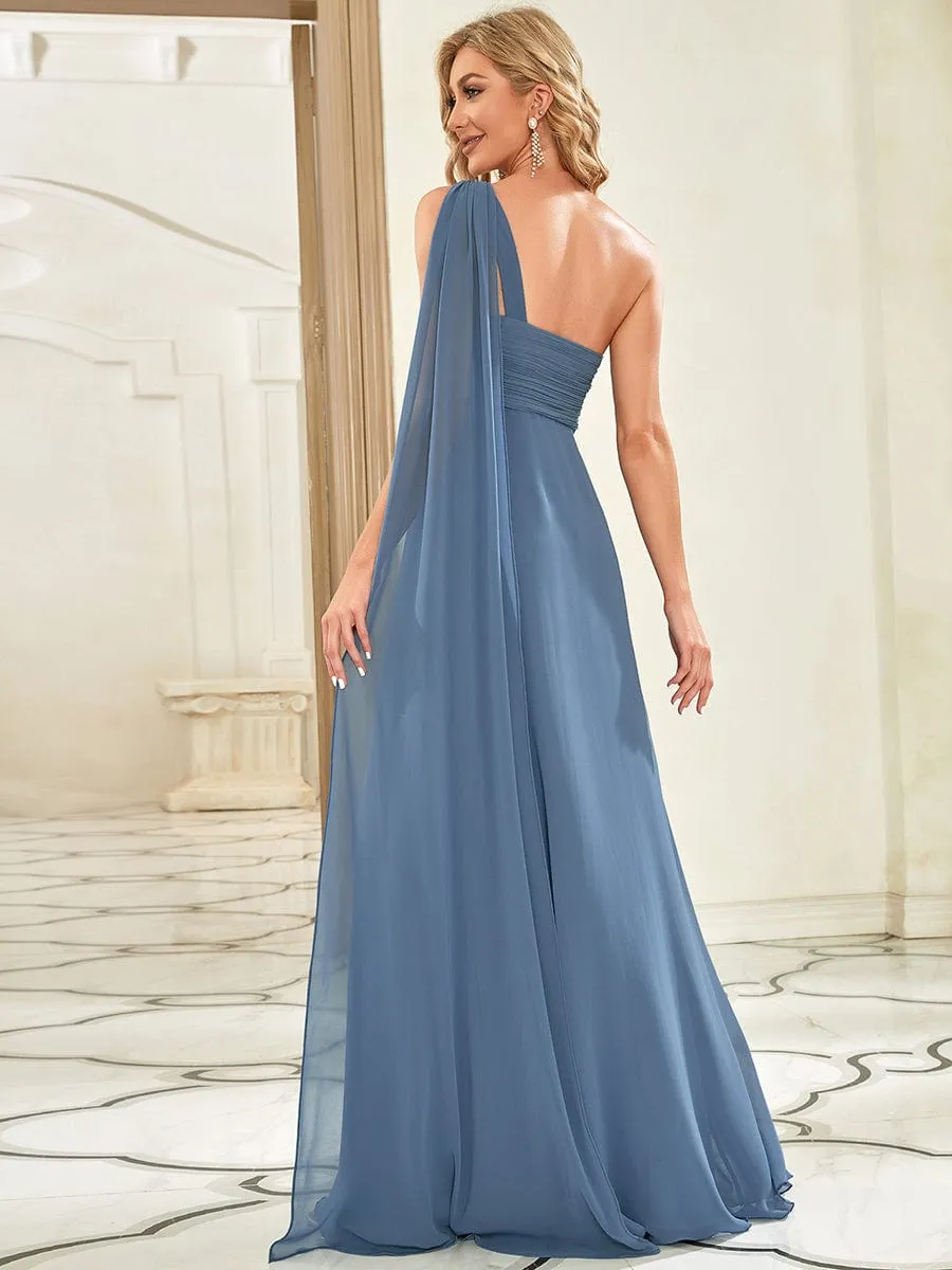Pleated Chiffon One Shoulder Long Evening Dress sold by Ever Pretty product image thumbnail 4