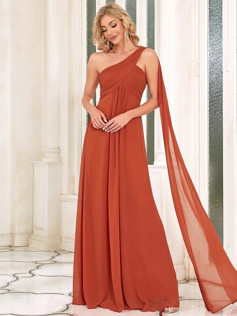 Pleated Chiffon One Shoulder Long Evening Dress sold by Ever Pretty