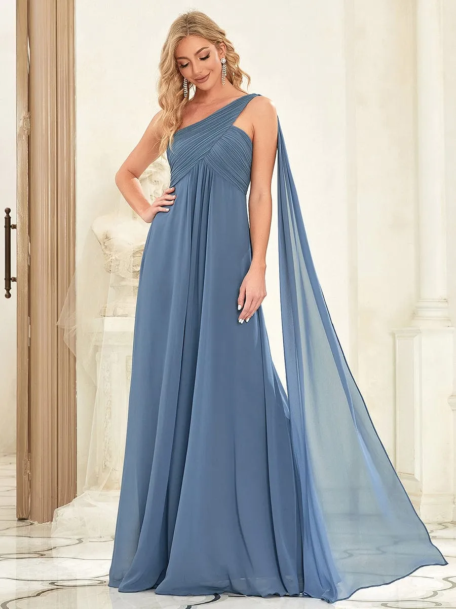Pleated Chiffon One Shoulder Long Evening Dress sold by Ever Pretty product image thumbnail 3